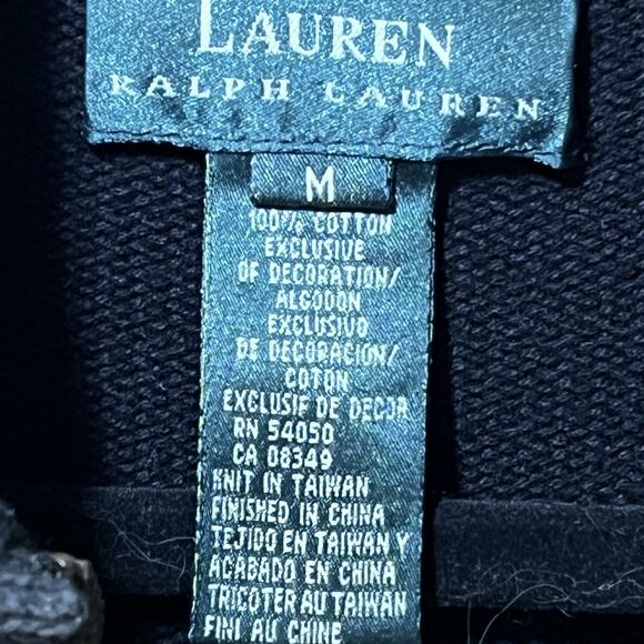 Lauren Ralph Lauren Women Sweater Jacket SZ Med Equestrian Classic Quilted Elbow - Picture 8 of 11